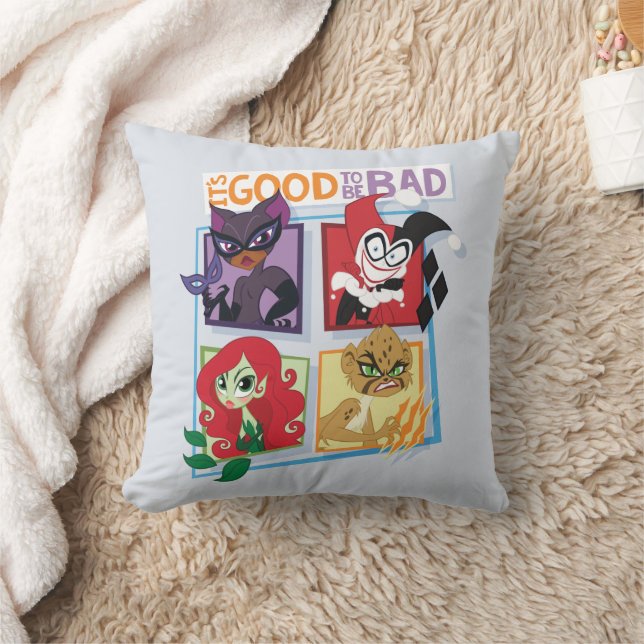DC Super Villain Girls It's Good To Be Bad Throw Pillow (Blanket)