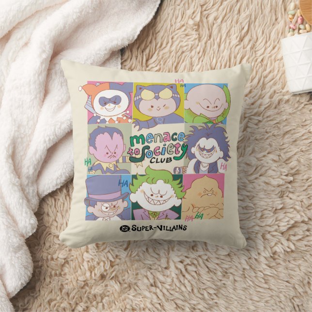 DC Super-Villain Menace To Society Club Graphic Throw Pillow (Blanket)