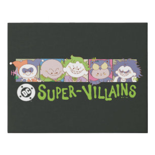 DC Super-Villains Cartoon Lineup Faux Canvas Print