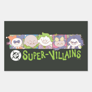 DC Super-Villains Cartoon Lineup Rectangular Sticker