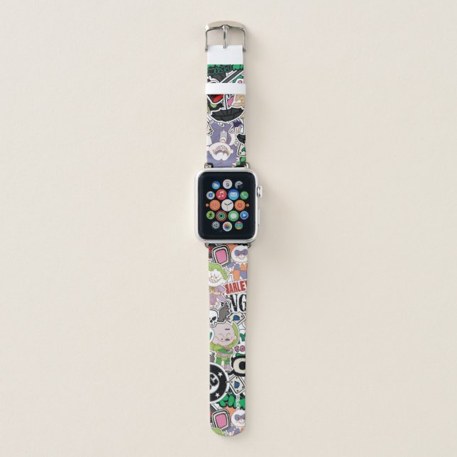 DC Super-Villains Cartoon Pattern Apple Watch Band (Front)