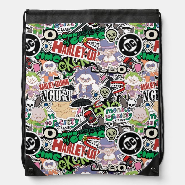 DC Super-Villains Cartoon Pattern Drawstring Bag (Front)