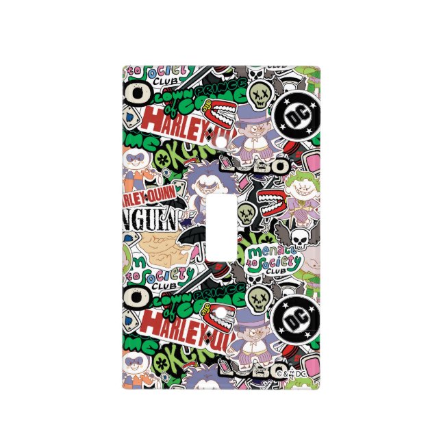 DC Super-Villains Cartoon Pattern Light Switch Cover (Front)
