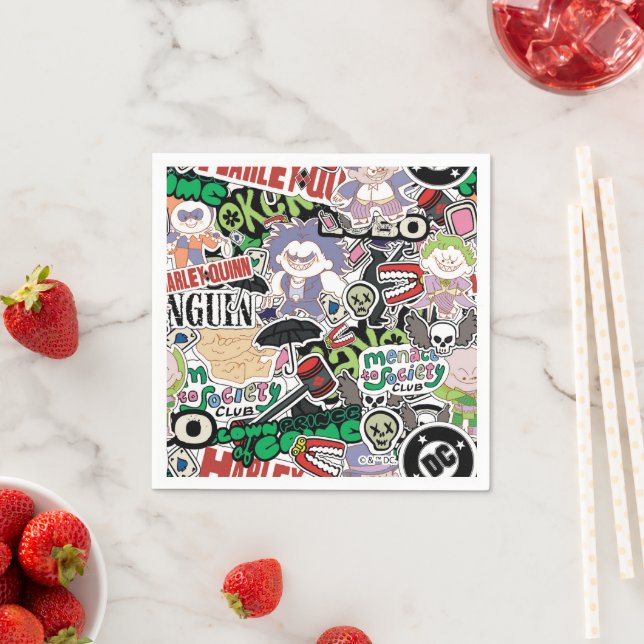 DC Super-Villains Cartoon Pattern Napkins (Insitu)