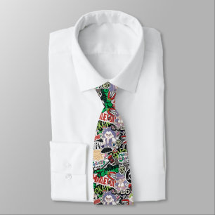 DC Super-Villains Cartoon Pattern Neck Tie