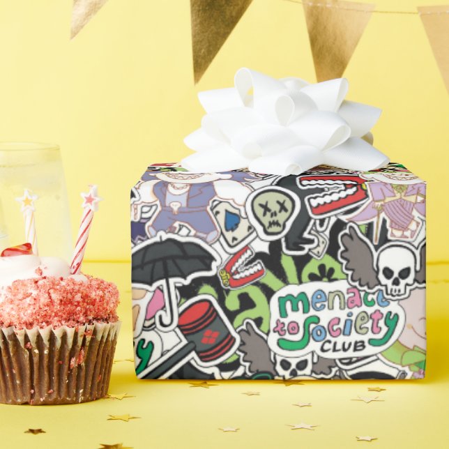 DC Super-Villains Cartoon Pattern Wrapping Paper (Birthday Party)