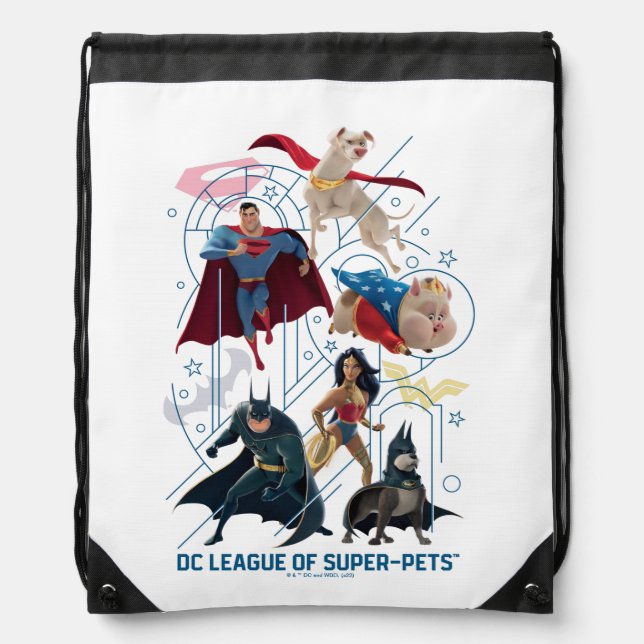 DC Trinity Heroes & Super-Pets Drawstring Bag (Front)