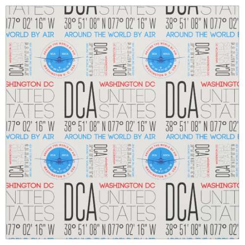 DCA Washington DC Travel The World By Air Pattern Fabric