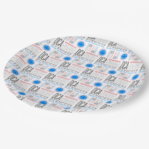 DCA Washington DC Travel The World By Air Pattern Paper Plates