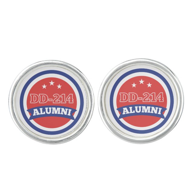 DD-214 Alumni Army Veteran Military Retirement Cufflinks (Front)