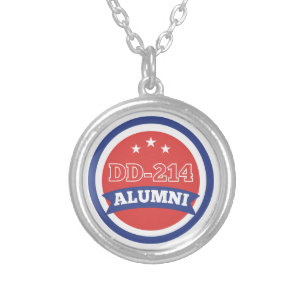 DD-214 Alumni Army Veteran Military Retirement Silver Plated Necklace