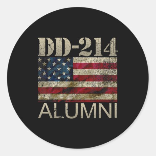 DD_214 Alumni Military American Flag Veteran Classic Round Sticker