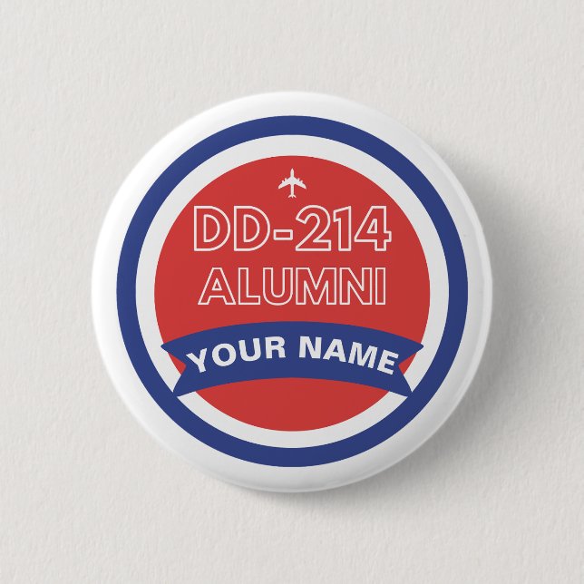 DD-214 Alumni Personalized Airforce Retirement  Button (Front)