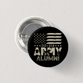 DD-214 Army Alumni Military US Flag Veteran Button