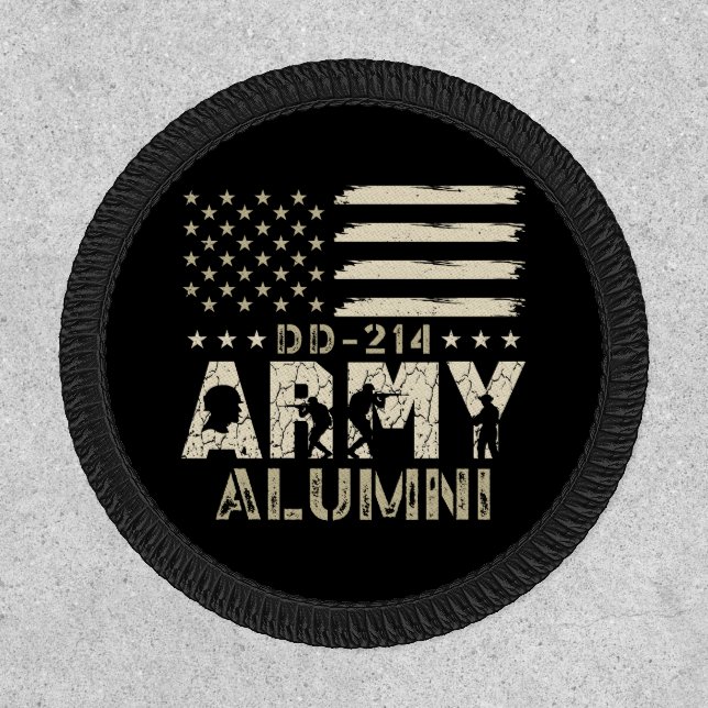 DD-214 Army Alumni Military US Flag Veteran Patch (Front)