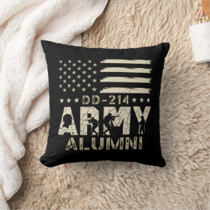 DD-214 Army Alumni Military US Flag Veteran Throw Pillow
