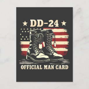 DD 24 Official Man Card American Veteran Day Flag