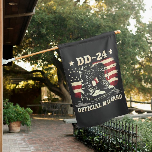 DD 24 Official Man Card American Veteran Day Flag (In SItu)