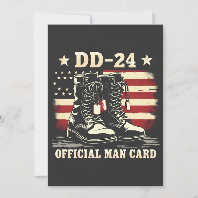 DD 24 Official Man Card American Veteran Day Flag (Front)