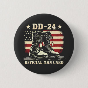 DD 24 Official Man Card American Veteran Day Flag Button