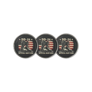 DD 24 Official Man Card American Veteran Day Flag Golf Ball Marker
