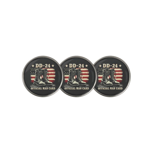 DD 24 Official Man Card American Veteran Day Flag Golf Ball Marker (3 Up)