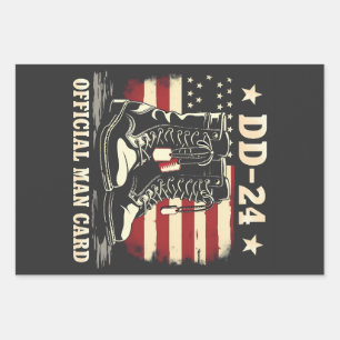 DD 24 Official Man Card American Veteran Day Flag Wrapping Paper Sheets