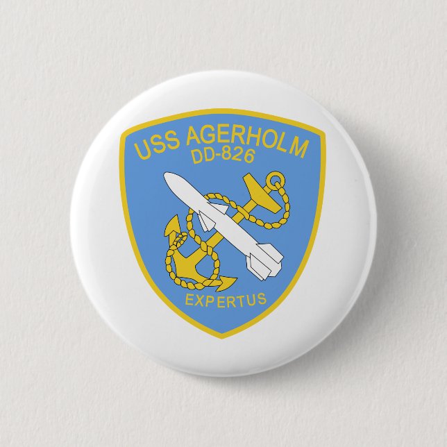 DD-826 A USS AGERHOLM Destroyer Ship Military Button (Front)