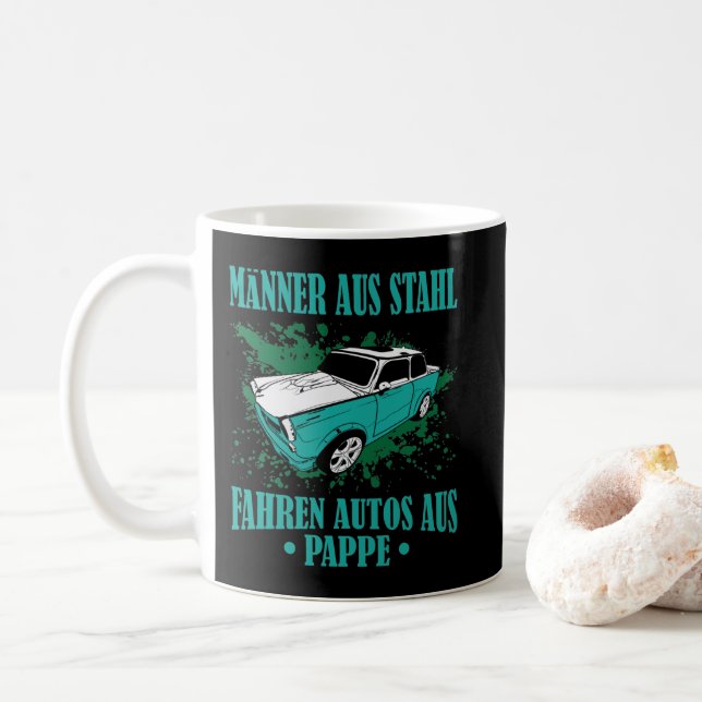 DDR. Trabi "Steel men, papp cars Coffee Mug (With Donut)