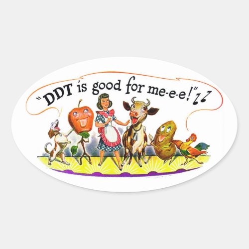 DDT is Good for Me Vintage Advertisement Oval Sticker