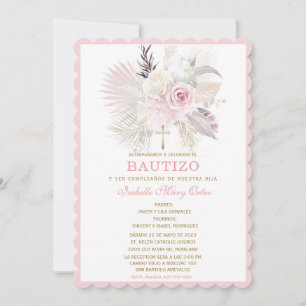 De Bautizo Rosas Personalizadas Invitation
