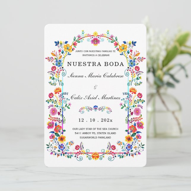  De Boda Mexicanas llenas de color Invitation (Standing Front)