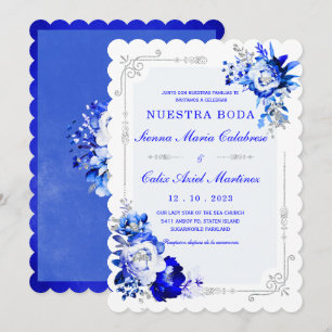 De Boda Originales y Elegantes en Azul  Rey Invitation
