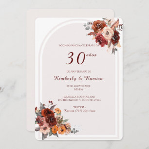 De Boda Vintage Naranja 30 Aniversario Invitation