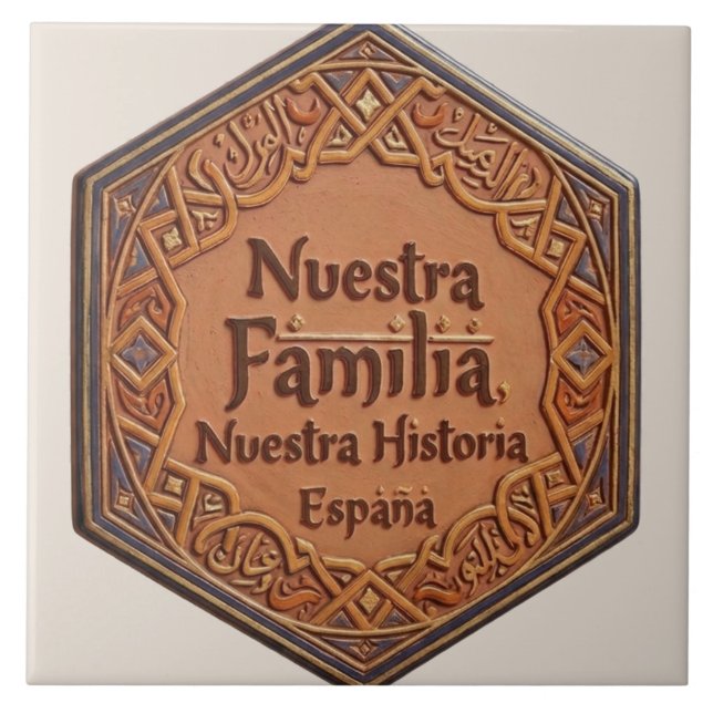 De Cerámica Artesanal: "Nuestra Familia, Nuestra H Ceramic Tile (Front)