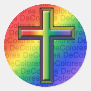 De Colores And Cross Sticker by NaturesSol at Zazzle