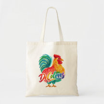De Colores Colorful Watercolor Rooster Tote Bag