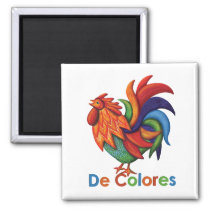 De Colores Rooster Gallo 2" Square Magnet