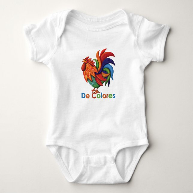 De Colores Rooster Gallo Baby Jersey Bodysuit (Front)
