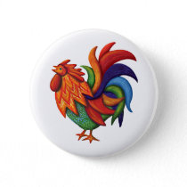 De Colores Rooster Gallo Button