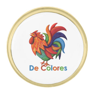 De Colores Rooster Gallo Lapel Pin, Silver Plated Gold Finish Lapel Pin