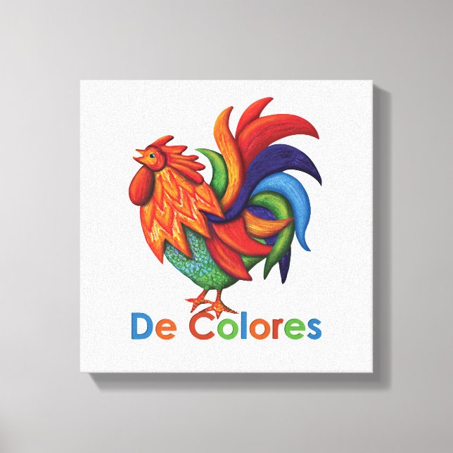 De Colores Rooster Gallo Print 12" x 12", 1.5" (Front)