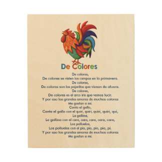 De Colores Rooster Song 8"x10" Wood Wall Art