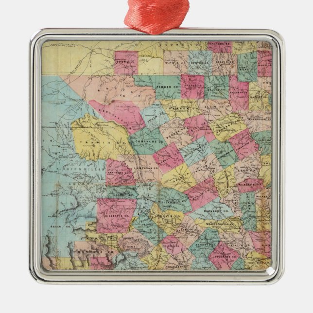De Cordova's Map of Texas Metal Ornament (Front)