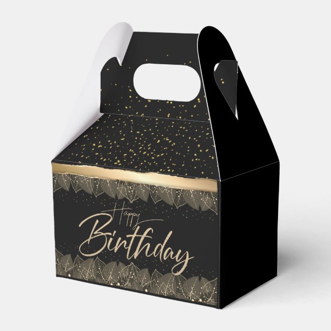 de Cumple con hojas Favor Boxes (Front Side)