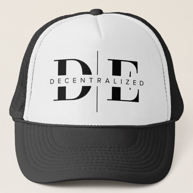 DE Decentralized Crypto for Traders & Blockchain Trucker Hat (Front)