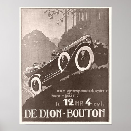 De Dion Bouton Vintage Ad Poster