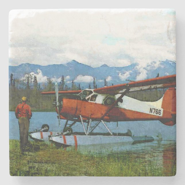 De Havilland Beaver Floatplane Stone Coaster (Front)