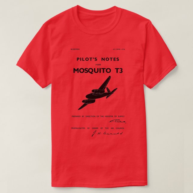 de Havilland Mosquito Pilots Notes  T-Shirt (Design Front)