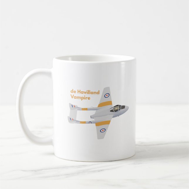 de Havilland Vampire British WW2 Airplane Coffee Mug (Left)